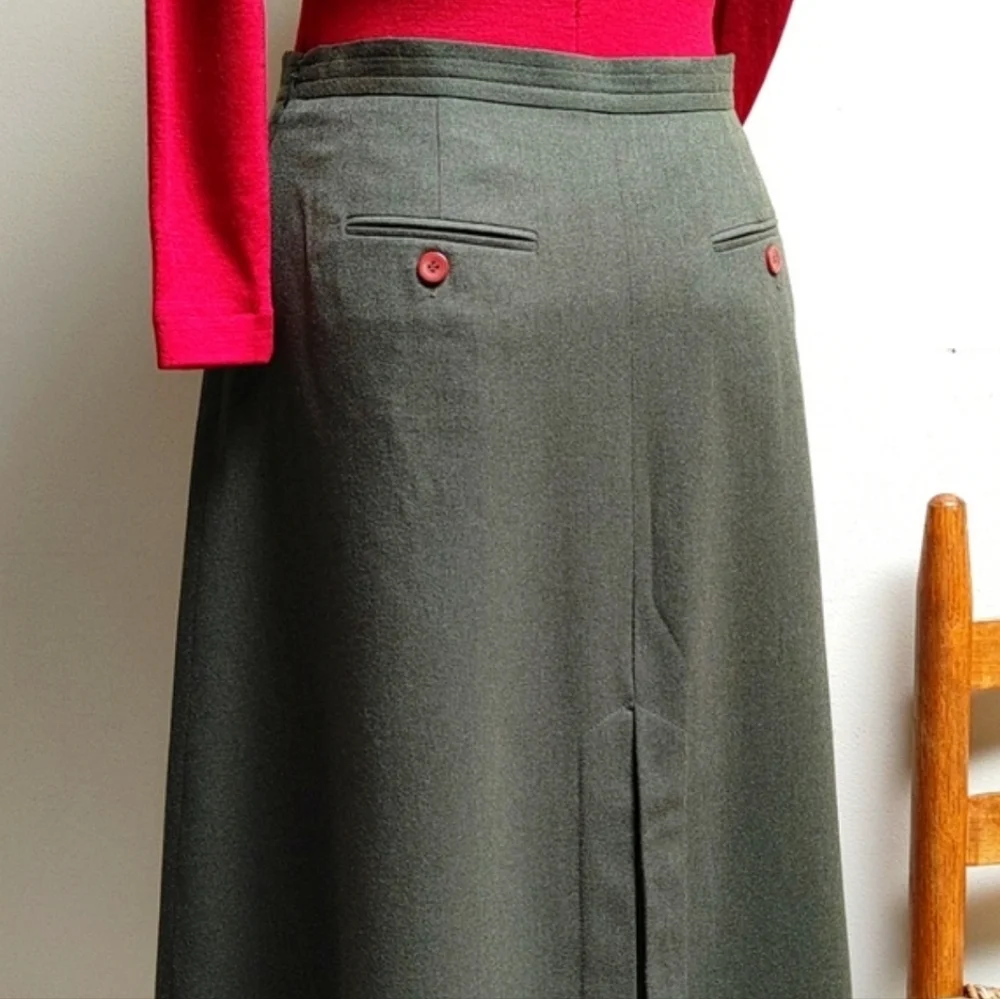 Vintage Talbots Long Green Fine Wool Riding Skirt 6 - Picture 4 of 17